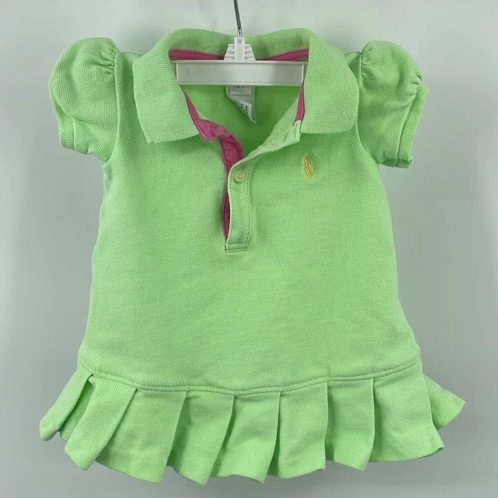 Ralph Lauren 2 pc green pink polo tennis skirt dress bloomer set Size 6M